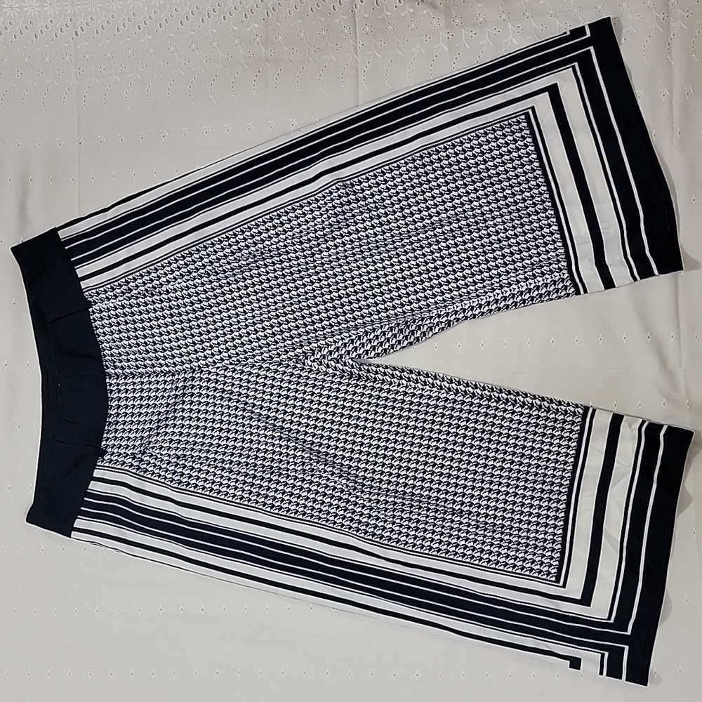 Women's Ann Taylor Wide Leg Cocktail Satin Party Pants, White/Blue, Size 0, NWT
